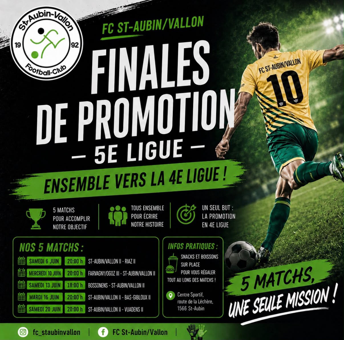 Finales de Promotion 5e Ligue – FC St-Aubin/Vallon